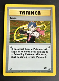 Pokemon TCG Koga 19/132 Gym Challenge Trainer Holo LP - Image 1