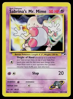 Pokemon Card Gym Heroes Sabrina's Mr. Mime 94/132 Unlimited Common - Image 1
