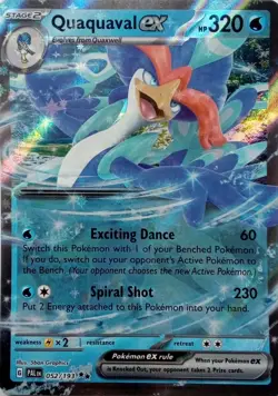 052/193 QUAQUAVAL EX DOUBLE RARE PALDEA EVOLVED POKEMON CARD - Image 1