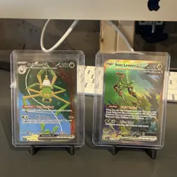 Pokemon Spidops ex & Iron Leaves ex double gold star Cards English 2023 Lot - Image 1