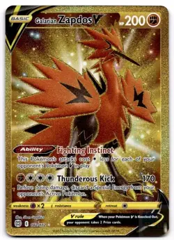 Galarian Zapdos V 182/172 Secret Rare Brilliant Stars Pokemon Holo Near Mint - Image 1