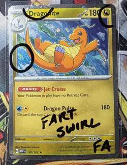 Dragonite 149/165 Cosmo Holo Pokemon 151 Sams Club Promo 3 SWIRLS FART SWIRL - Image 1