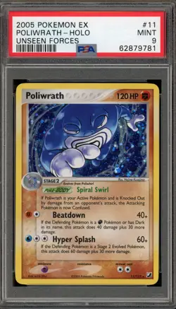 Pokemon Poliwrath EX Unseen Forces Holo Rare #11 PSA 9 Mint - Image 1