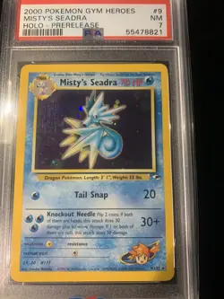 2000 Pokemon Gym Heroes Mistys Seadra Holo Pre release PSA 7 NM - Image 2