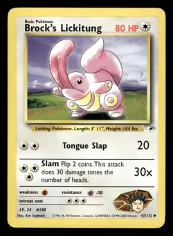Brock's Lickitung 41/132 NM Uncommon Gym Heroes 2000 Pokemon TCG - Image 1