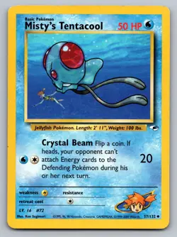 MISTY'S TENTACOOL 57/132 UNCOMMON GYM HEROES POKEMON LP - Image 1