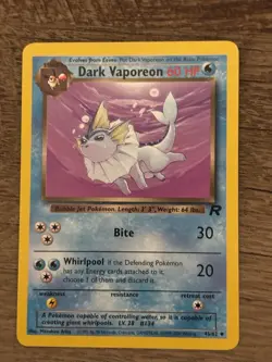 Pokemon TCG Dark Vaporeon 60 HP Team Rocket Rare 45/82 Regular Unlimited - Image 1
