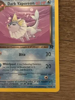 Pokemon TCG Dark Vaporeon 60 HP Team Rocket Rare 45/82 Regular Unlimited - Image 4