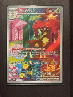 SAWSBUCK 166/162 TEF ILLUSTRATION RARE POKEMON HOLO NM - Image 1