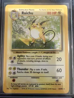 Pokemon TCG - Raichu 14/102 Base Set Holo Rare WOTC 1999 - EXC/NM - Image 1