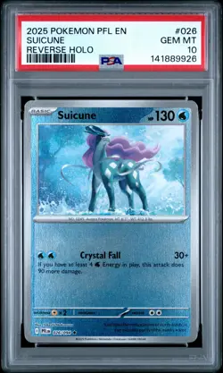 2025 POKEMON PFL EN-PHANTASMAL FLAMES REVERSE HOLO #026 SUICUNE PSA 10 - Image 1