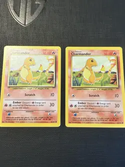 *LOT OF 2* Charmander 46/102 Base Set Unlimited Vintage TCG Pokemon Card LP - Image 1