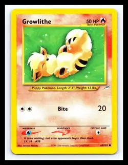 💥 GROWLITHE # 68/105 Neo Destiny Non Holo Vintage Pokemon - Image 1