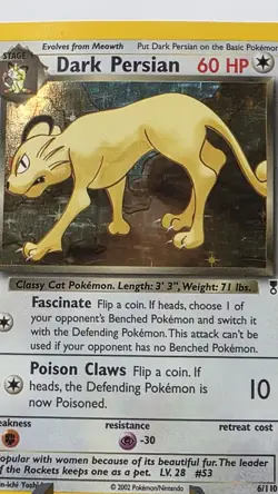 Pokemon Dark Persian Legendary Collection Holo Rare 60 HP 6/110 Yoshida 2002 - Image 3