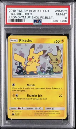 2019 POKEMON SM BLACK STAR PROMO TEAM UP SINGLE PACK BLISTERS PIKACHU-HOLO PSA 8 - Image 1