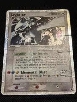 2005 Pokemon EX Unseen Forces Lugia EX Holo Foil Rare 105/115 HEAVY DAMAGE - Image 3