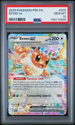 2025 POKEMON PRE EN-PRISMATIC EVOLUTIONS #075 EEVEE EX PSA 10 - Image 1
