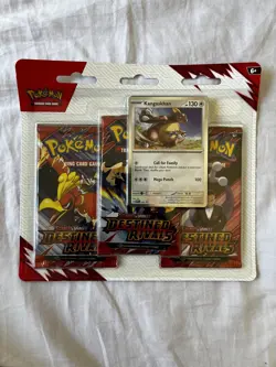 Pokemon TCG Destined Rivals 3-Pack Sealed Triple Blister Pack - Kangaskhan - Image 1