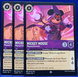 Disney Lorcana Mickey Mouse Wayward Sorcerer #51/204 x3 EN 1 The First Chapter - Image 1