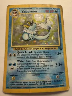 Pokemon Vaporeon 12/64 Holo Jungle 1999 WOTC HP Vintage Card - Image 2
