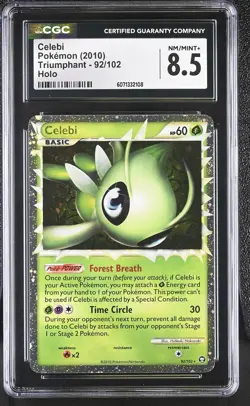 CGC 8.5 Celebi 2010 Triumphant 92/102 Holo Pokemon Card - Image 1