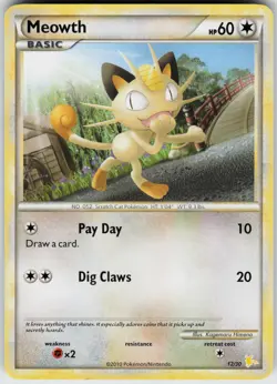 Pokemon Meowth (#12) 12/30 HGSS Trainer Kit: Gyarados & Raichu Common card - Image 1