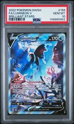 LUMINEON V #156 PSA 10 • 2022 Gem Mint Full Art Pokemon Brilliant Stars - Image 1