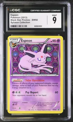 CGC 9 MINT Espeon 2013 Black Star Promos BW92 Holo Pokemon Card - Image 1