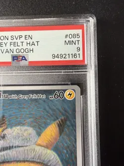 Pikachu Grey Felt Hat 085 SVP Van Gogh Pokemon English Promo 2023 PSA 9 Mint - Image 5