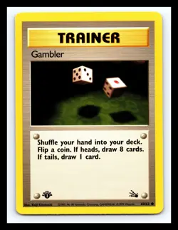 💥 TRAINER GAMBLER 1ST EDITION STAMP Non Holo # 60/62 | FOSSIL SET Pokemon - Image 1