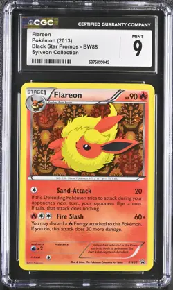 CGC 9 MINT Flareon 2013 Black Star Promos BW88 Holo Pokemon Card - Image 1