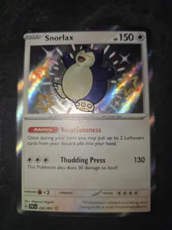 Pokemon TCG Snorlax 202/091 Shiny Holo Rare Paldean Fates Mint Condition - Image 1