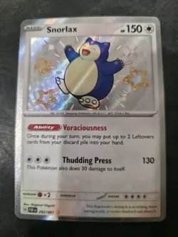 Pokemon TCG Snorlax 202/091 Shiny Holo Rare Paldean Fates Mint Condition - Image 3