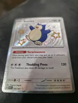 Pokemon TCG Snorlax 202/091 Shiny Holo Rare Paldean Fates Mint Condition - Image 4