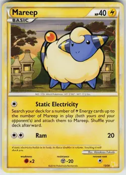 Pokemon Mareep (#13) 13/30 HGSS Trainer Kit: Gyarados & Raichu Common card - Image 1