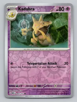 Reverse Holo Kadabra 064/165 Uncommon 151 Pokemon - Image 1