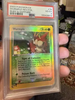 Wurmple 78/109 Ruby and Sapphire Reverse Holo Pokemon PSA 4 - Image 1