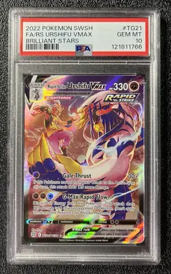 PSA 10 GEM MINT Pokemon Rapid Strike Urshifu VMAX Brilliant Stars #TG21 2022 - Image 1