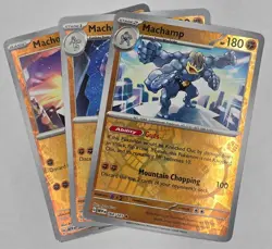 Pokemon TCG 151 Machamp Machoke Machop Reverse Holo Evolution Set English NM - Image 2