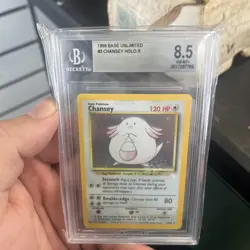 1999 Chansey BGS 8.5 Pokemon Base Set Unlimited Holo Rare #3 - Image 1