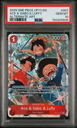 2025 ONE PIECE OP13 007 CARRYING ON HIS WILL ACE & SABO & LUFFY ALT ART PSA 10 - Image 1