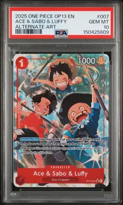 2025 ONE PIECE OP13 007 CARRYING ON HIS WILL ACE & SABO & LUFFY ALT ART PSA 10 - Image 1