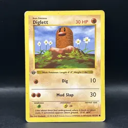 Diglett 47/102 1st Edition Shadowless Base Set Pokemon Card Game 1999 WOTC - Image 1