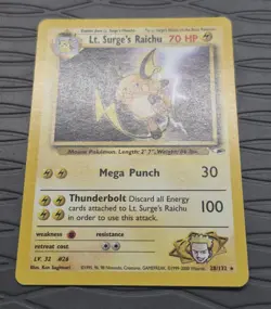 Pokemon Lt. Surge's Raichu 28/132 Gym Heroes Rare Regular Pokemon Card MP - Image 2