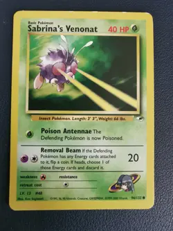 Pokemon Card Sabrina's Venonat 96/132 Gym Heroes Common WOTC - Image 1