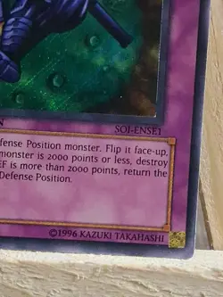 YUGIOH! ACID TRAP HOLE- #SO1ENSE1-1996 LIMITED EDITION-TRAP CARD - Image 2