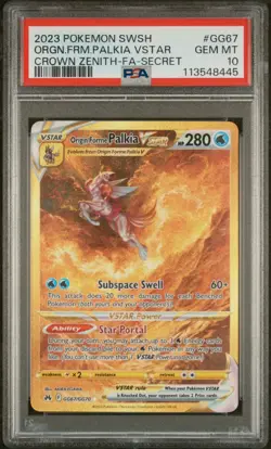 PSA 10 POKEMON CROWN ZENITH #GG67 ORIGIN FORME PALKIA VSTAR HOLO 2023 - Image 1