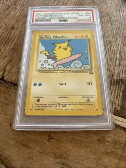 2001 Pokemon Black Star Surfing Pikachu Promo - Pokemon League NM-MT PSA 8 - Image 5