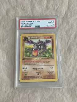 PSA 8 Aerodactyl #16 1st Edition Fossil Pokemon TCG 1999 - Image 1