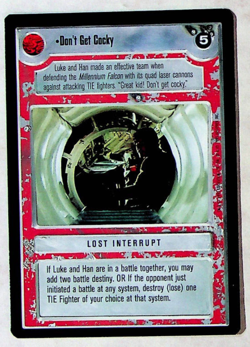 Don't Get Cocky CCG Card - Star Wars Premier Set - Decipher - 1995 - Image 1